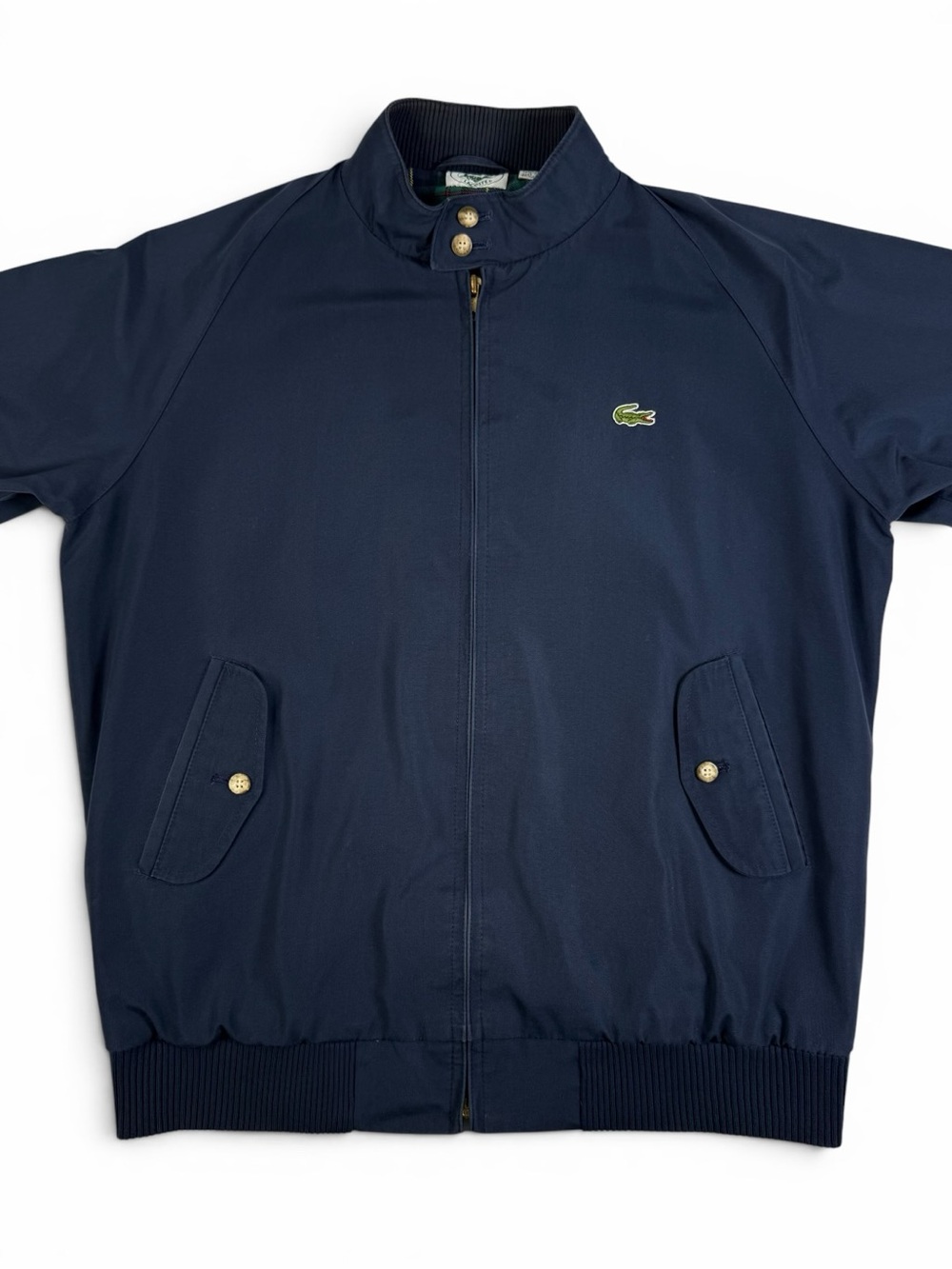 Vintage Izod Lacoste Heritage Harrington Jacket Navy Tartan Lined Bomber M